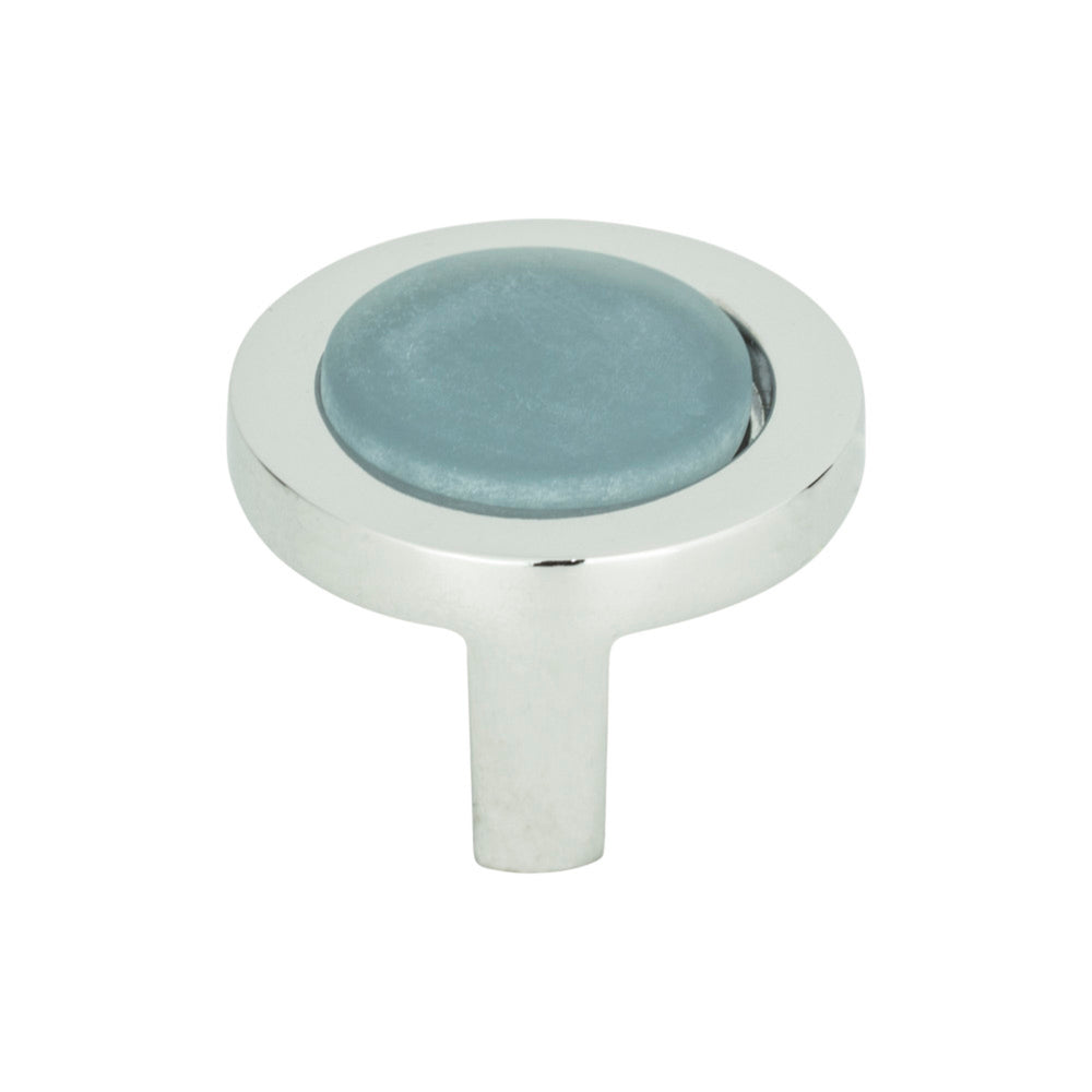 Atlas - Spa Blue Round Knobs Polished Chrome