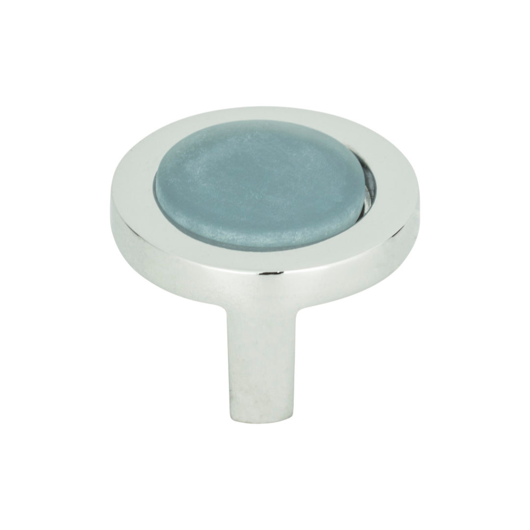 Atlas - Spa Blue Round Knobs Polished Chrome
