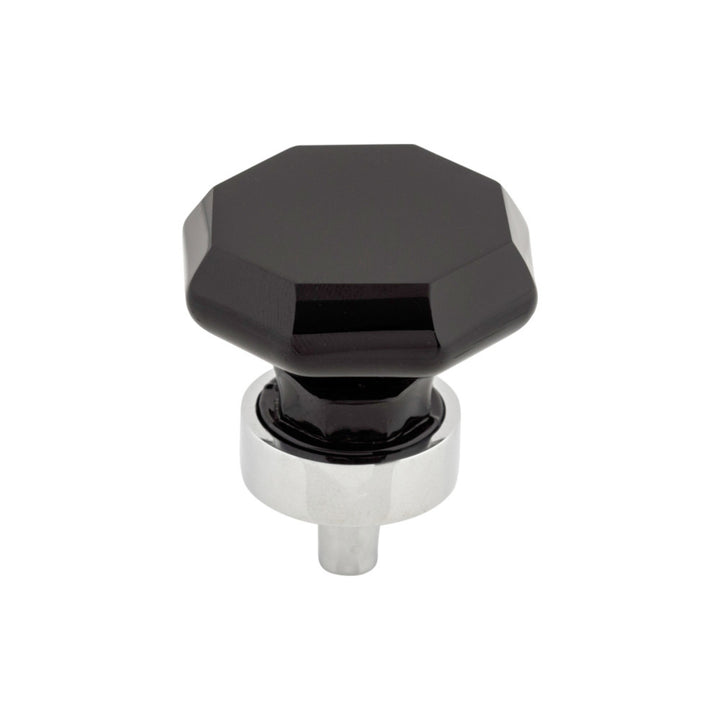 Top Knobs - Black Octagon Crystal Round Knobs Polished Chrome
