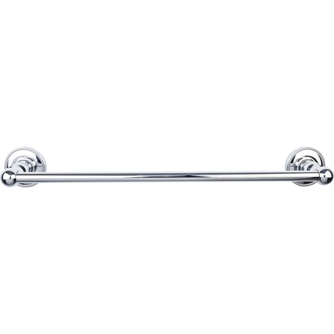 Top Knobs - Edwardian Bath Towel Bar Single - Beaded Bplates 18" Polished Chrome
