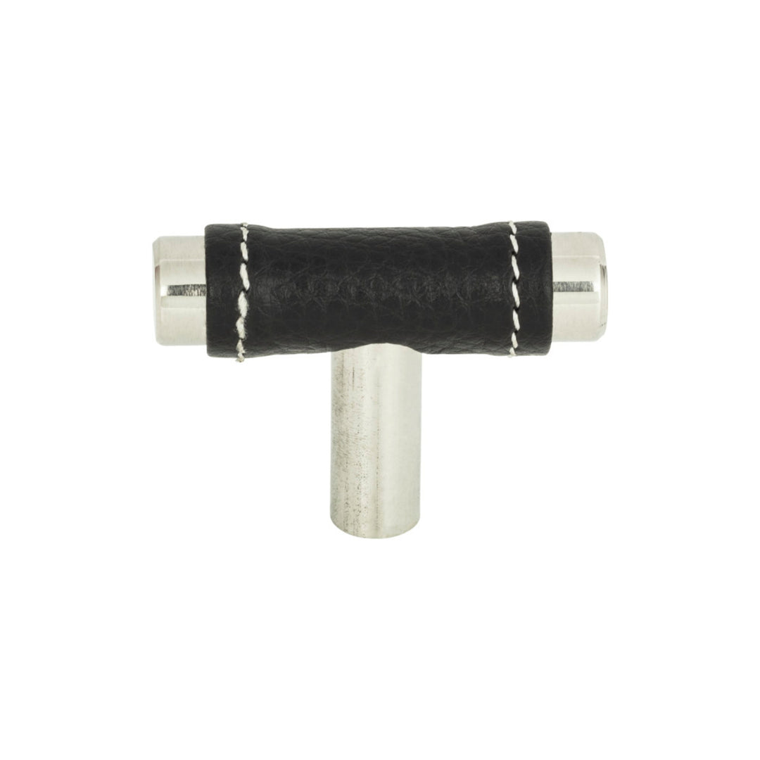 Atlas - Zanzibar Black Leather Knobs Polished Chrome