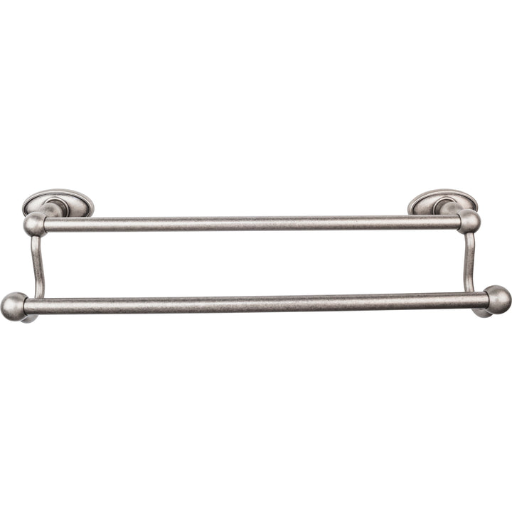 Top Knobs - Edwardian Bath Towel Bar Double - Oval Backplates 18" Antique Pewter