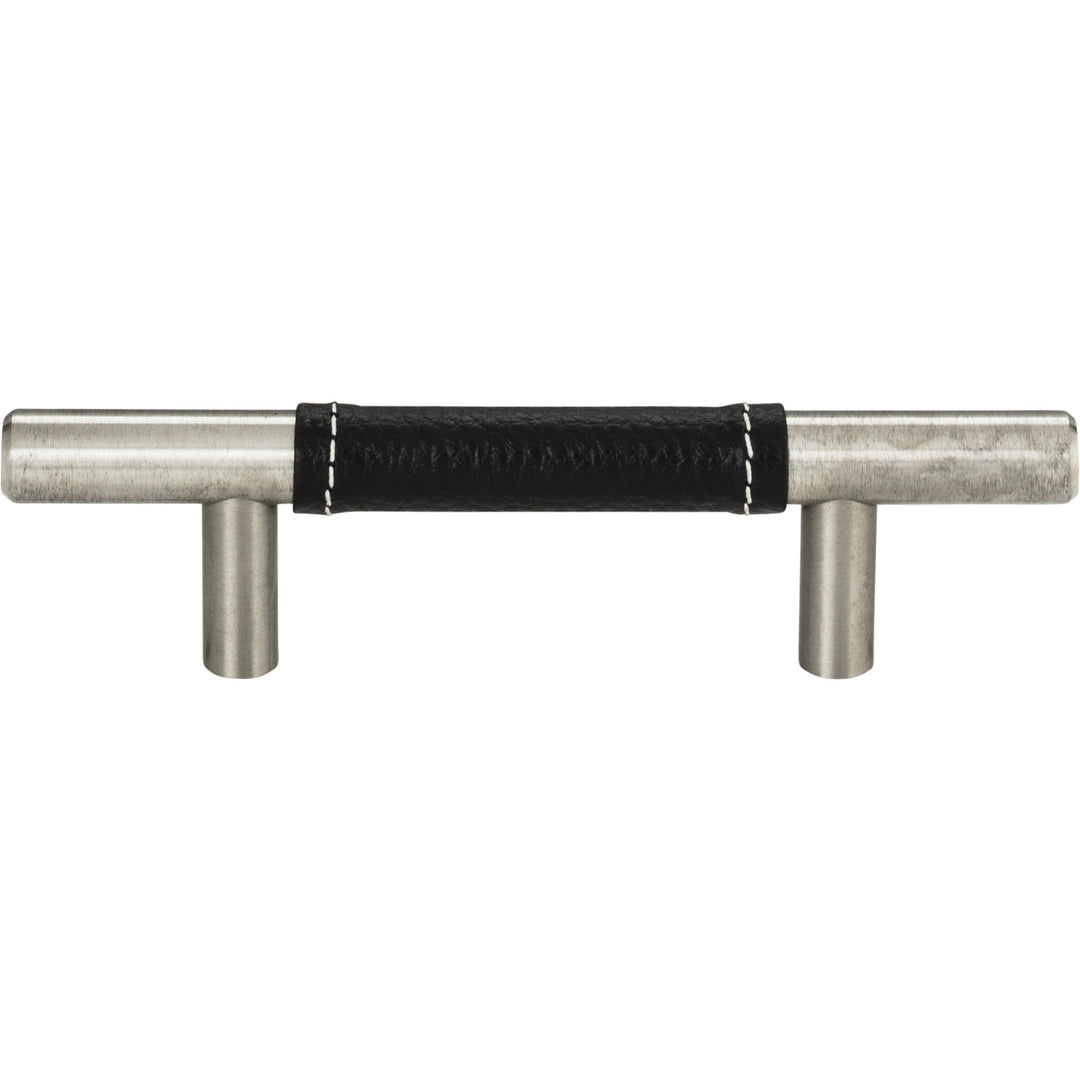 Atlas - Zanzibar Black Leather Pulls 3" Brushed Nickel