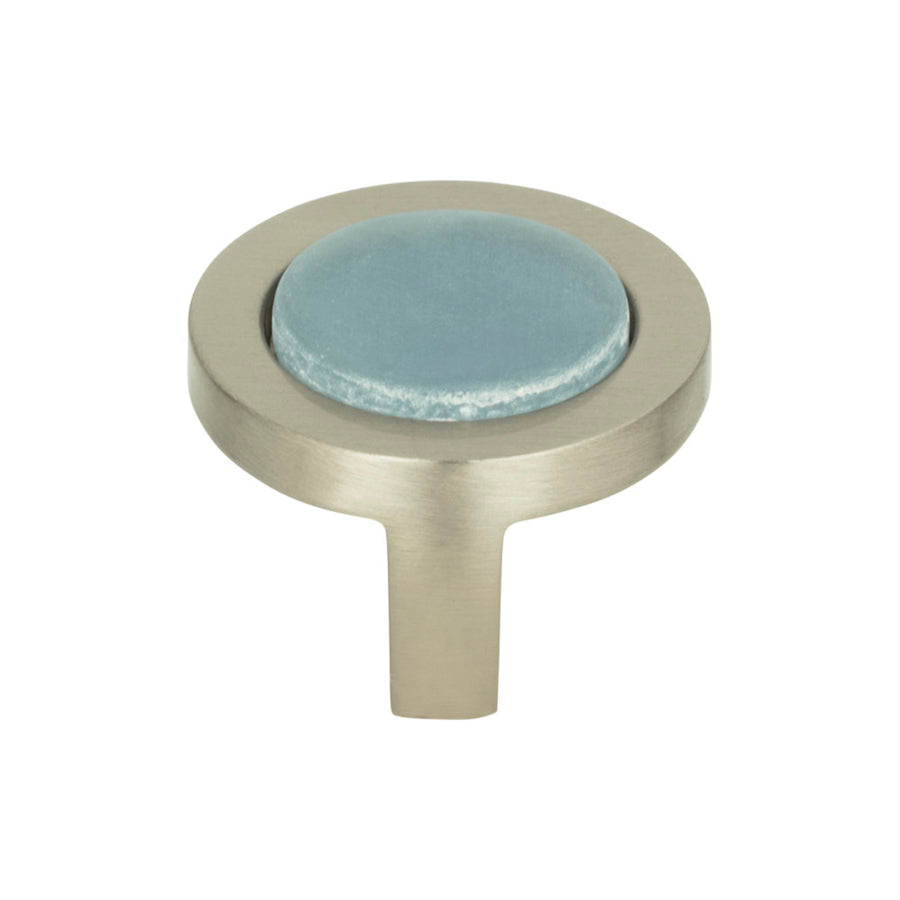 Atlas - Spa Blue Round Knobs Brushed Nickel