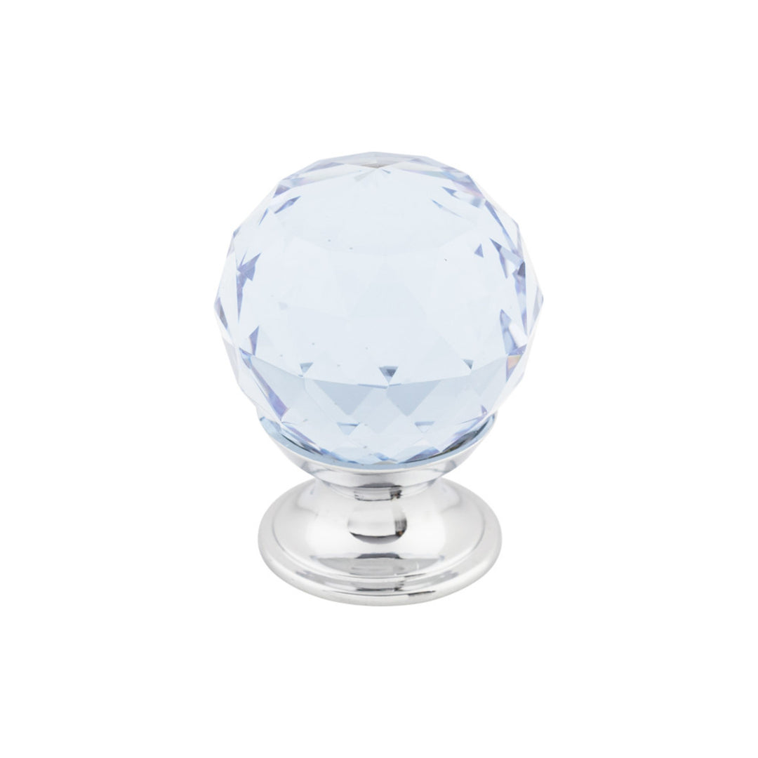 Top Knobs - Light Blue Crystal Round Knobs 1 1/8" Polished Chrome