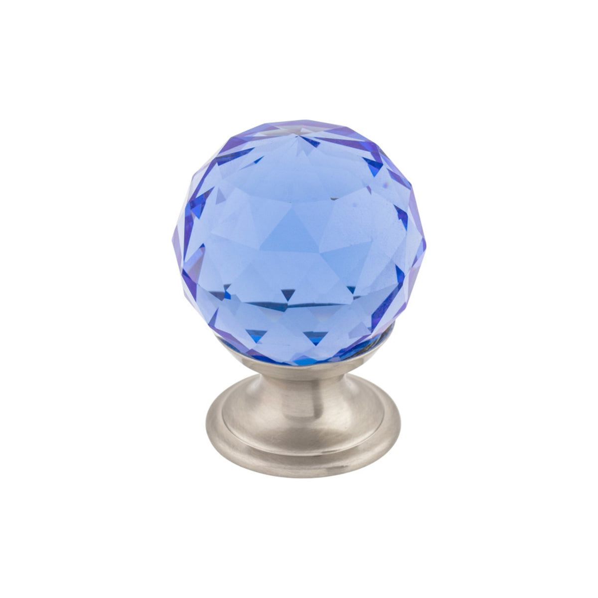 Top Knobs - Blue Crystal Round Knobs 1 1/8" Brushed Satin Nickel