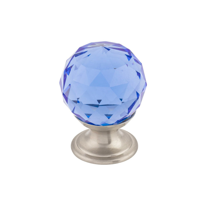 Top Knobs - Blue Crystal Round Knobs 1 1/8" Brushed Satin Nickel