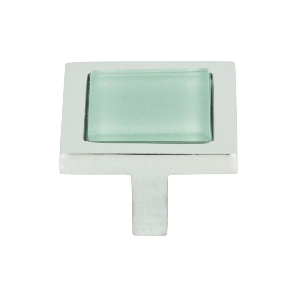 Atlas - Spa Green Square Knobs Polished Chrome