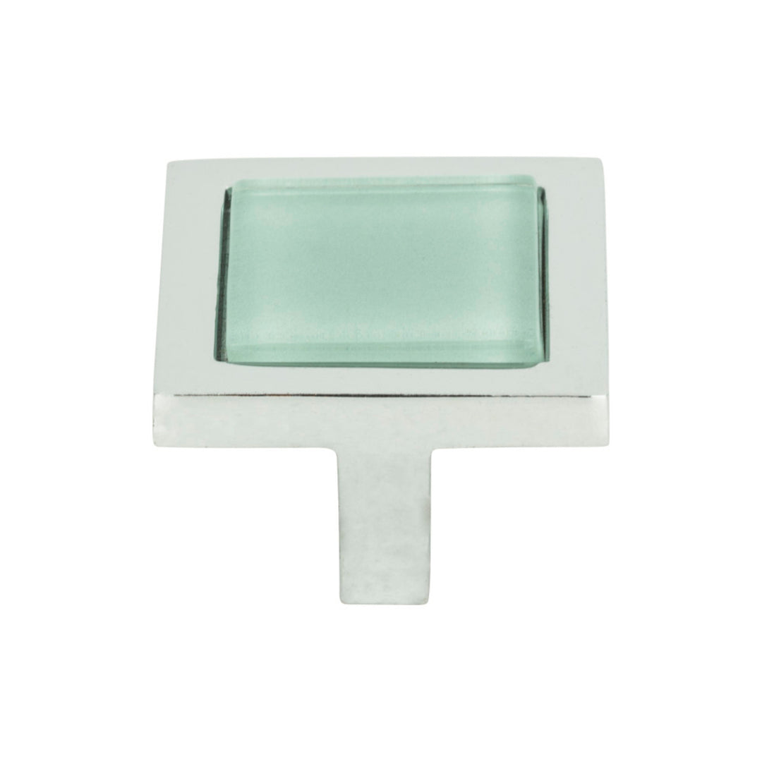 Atlas - Spa Green Square Knobs Polished Chrome