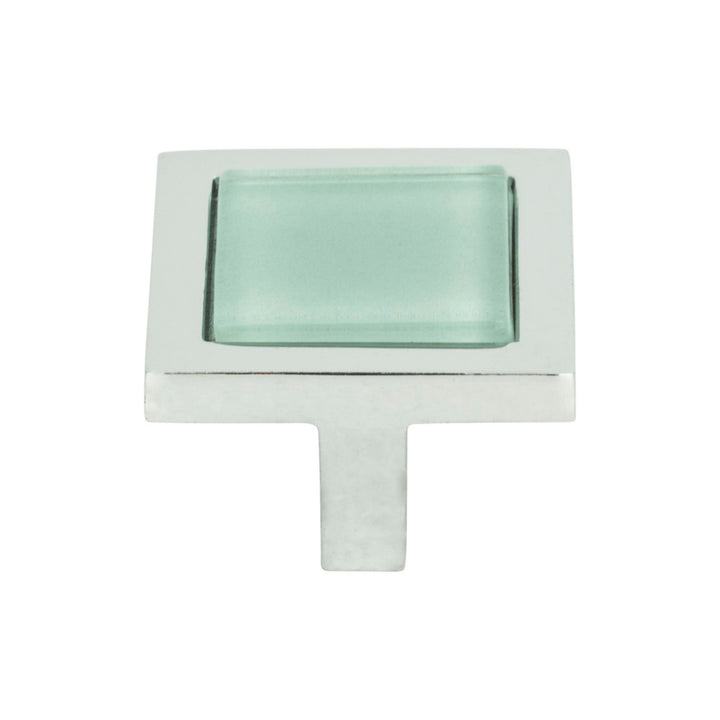 Atlas - Spa Green Square Knobs Polished Chrome