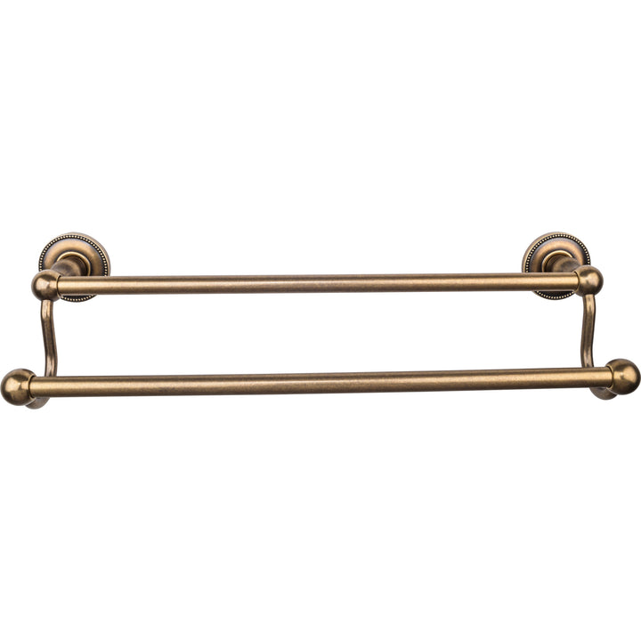 Top Knobs - Edwardian Bath Towel Bar Double - Beaded Bplates 18" German Bronze
