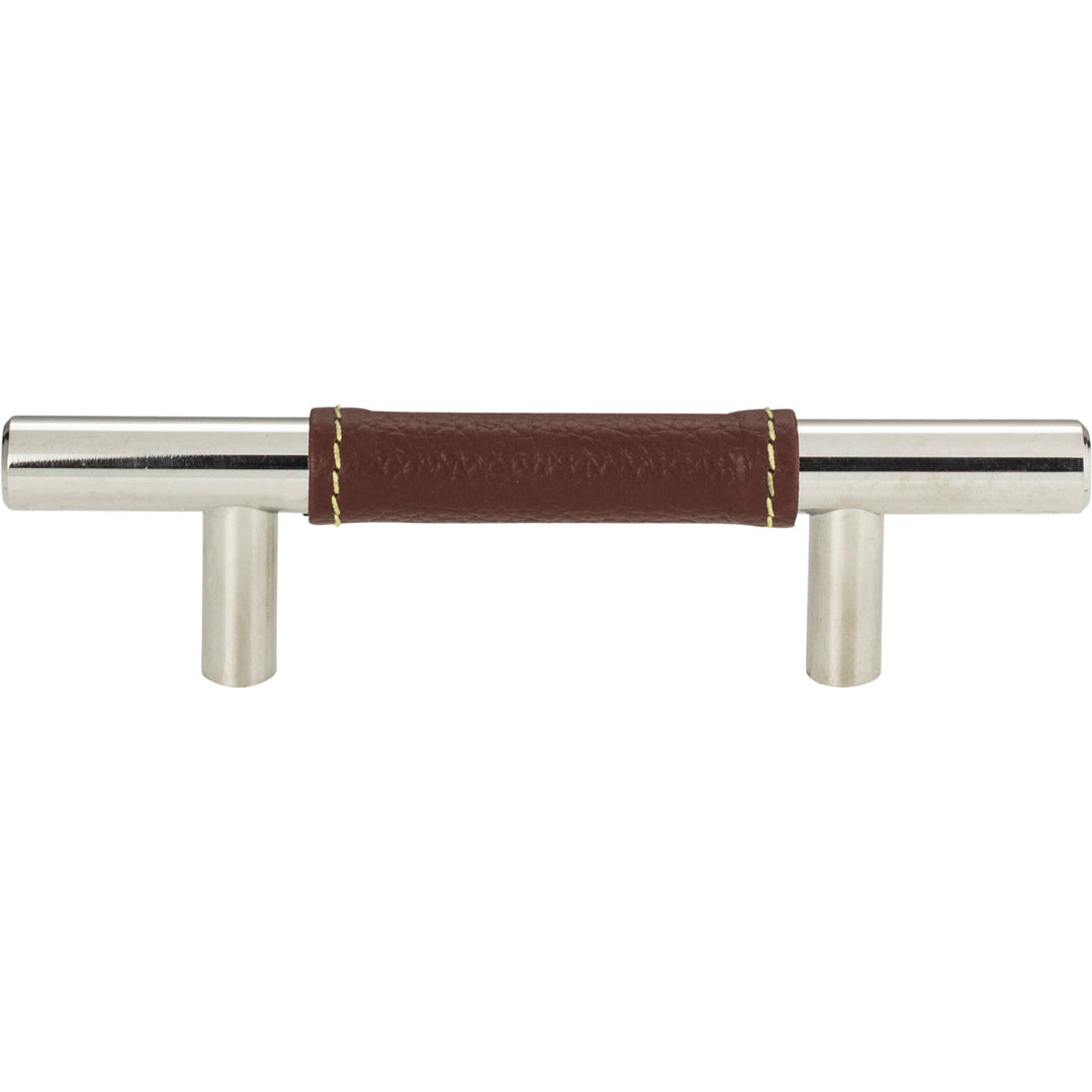 Atlas - Zanzibar Brown Leather Pulls 3" Polished Chrome