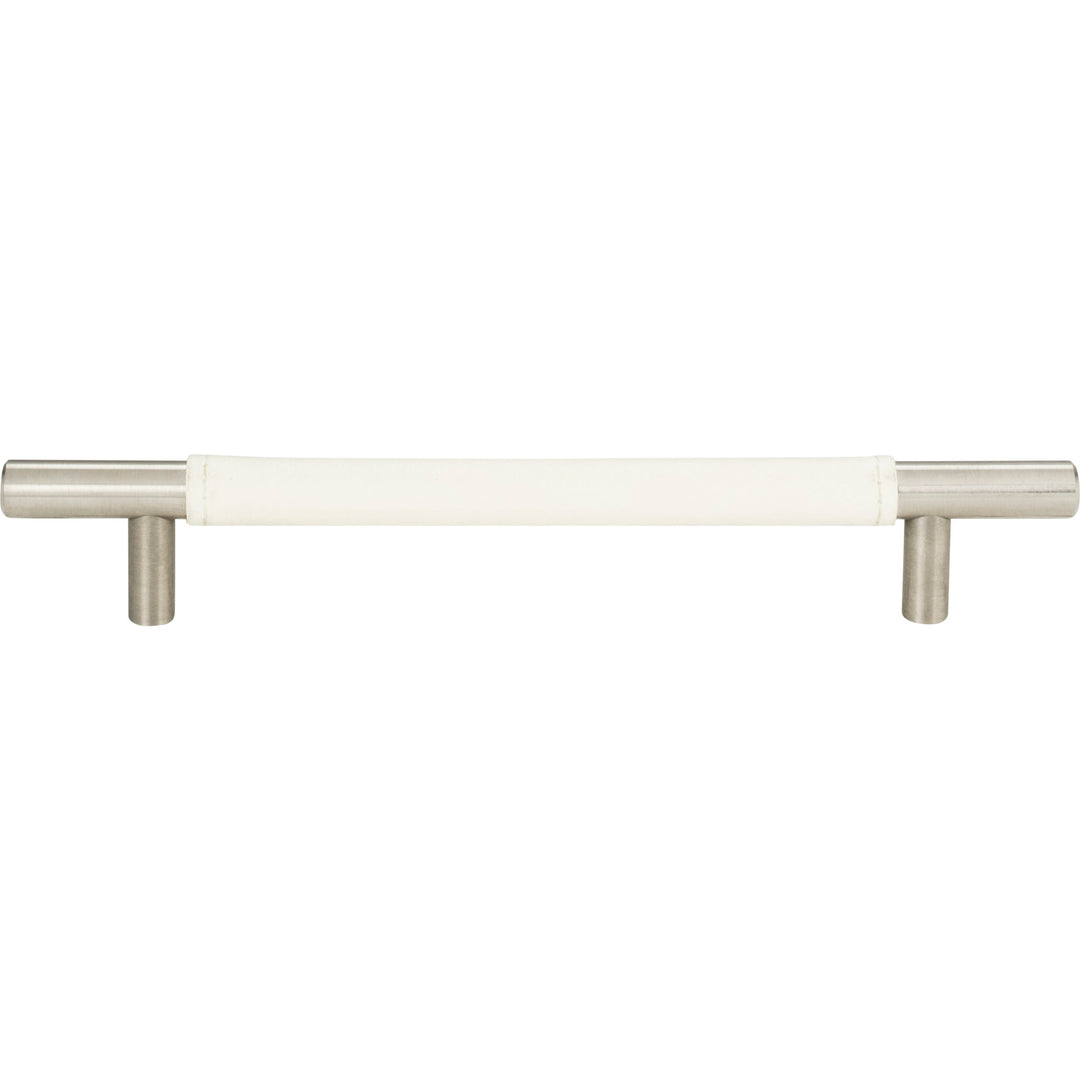 Atlas - Zanzibar White Leather Pulls 6 5/16" Brushed Nickel