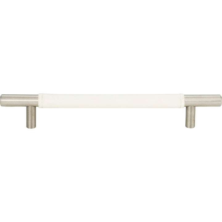Atlas - Zanzibar White Leather Pulls 6 5/16" Brushed Nickel
