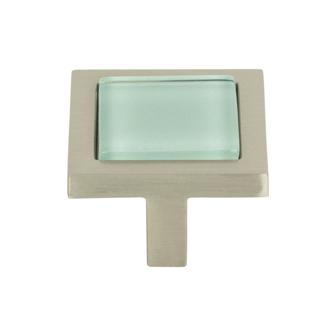Atlas - Spa Green Square Knobs Brushed Nickel