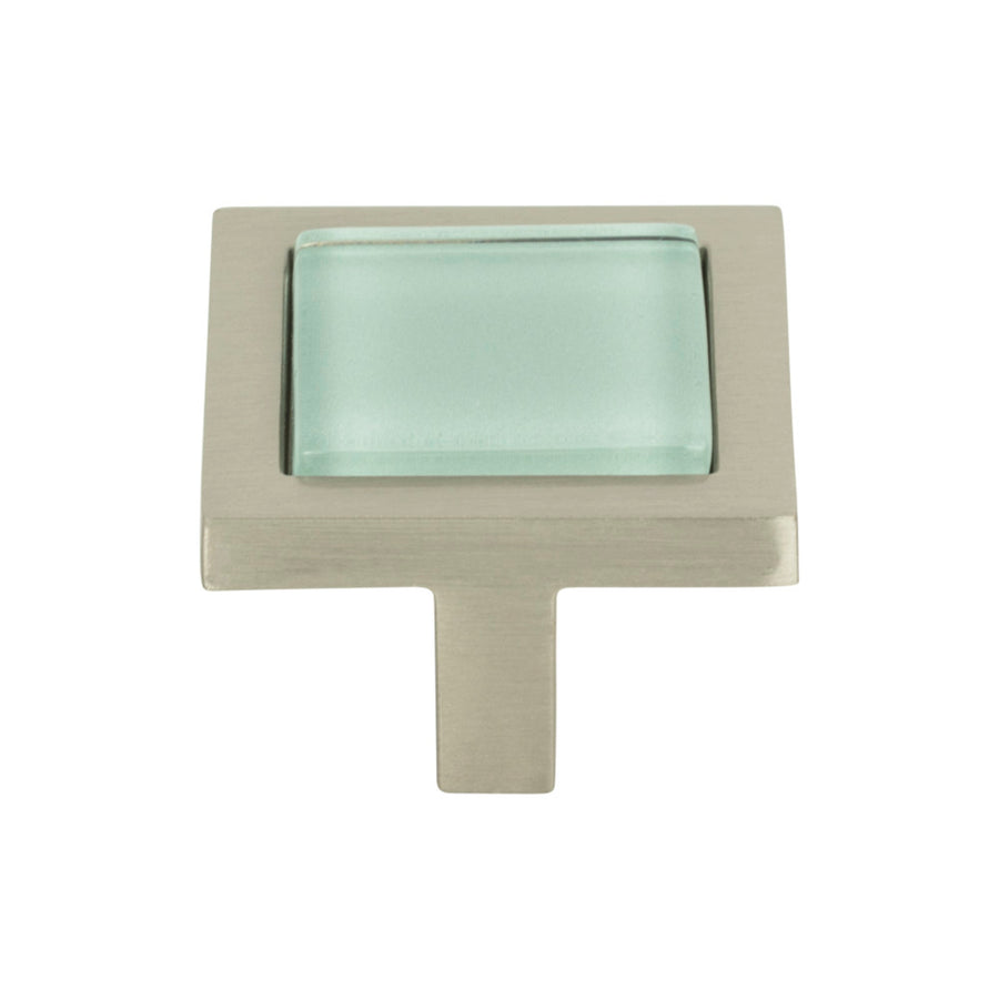 Atlas - Spa Green Square Knobs Brushed Nickel