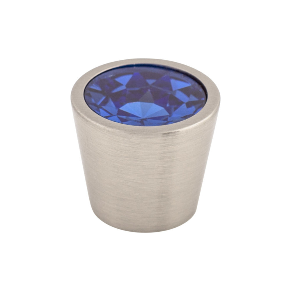 Top Knobs - Blue Crystal Center Round Knobs 13/16" Brushed Satin Nickel