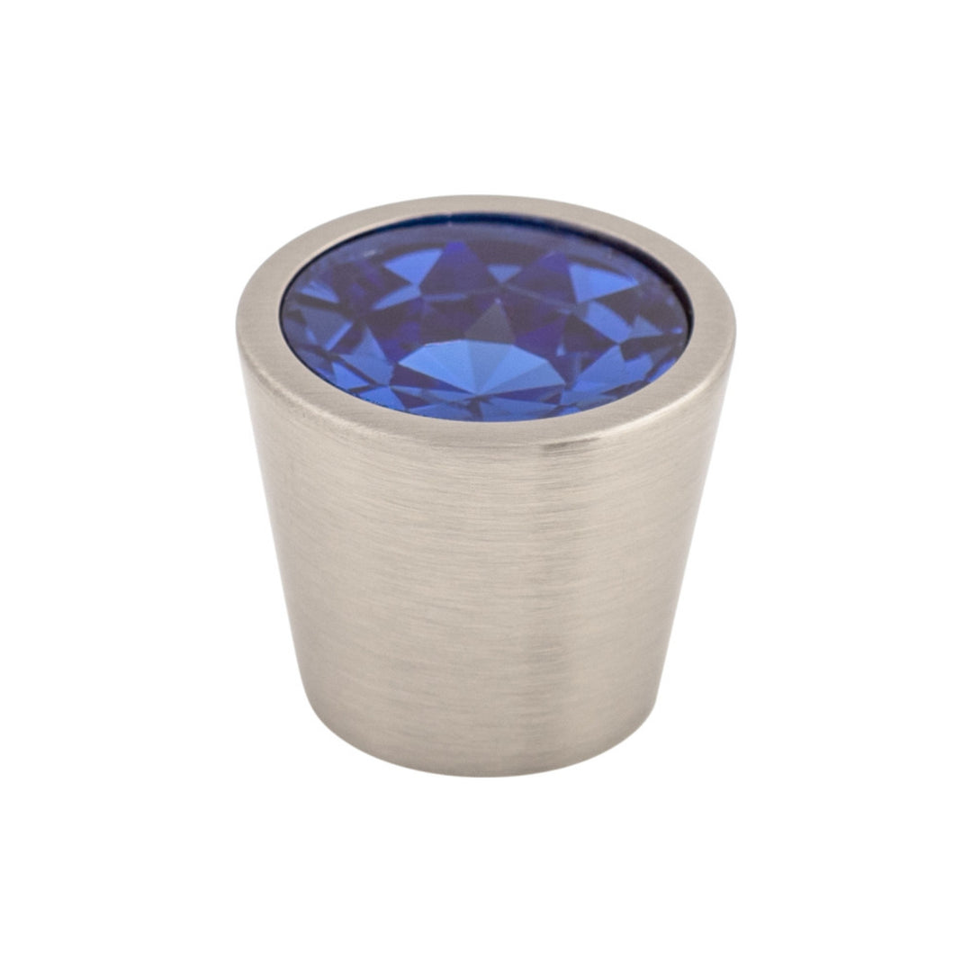 Top Knobs - Blue Crystal Center Round Knobs 13/16" Brushed Satin Nickel