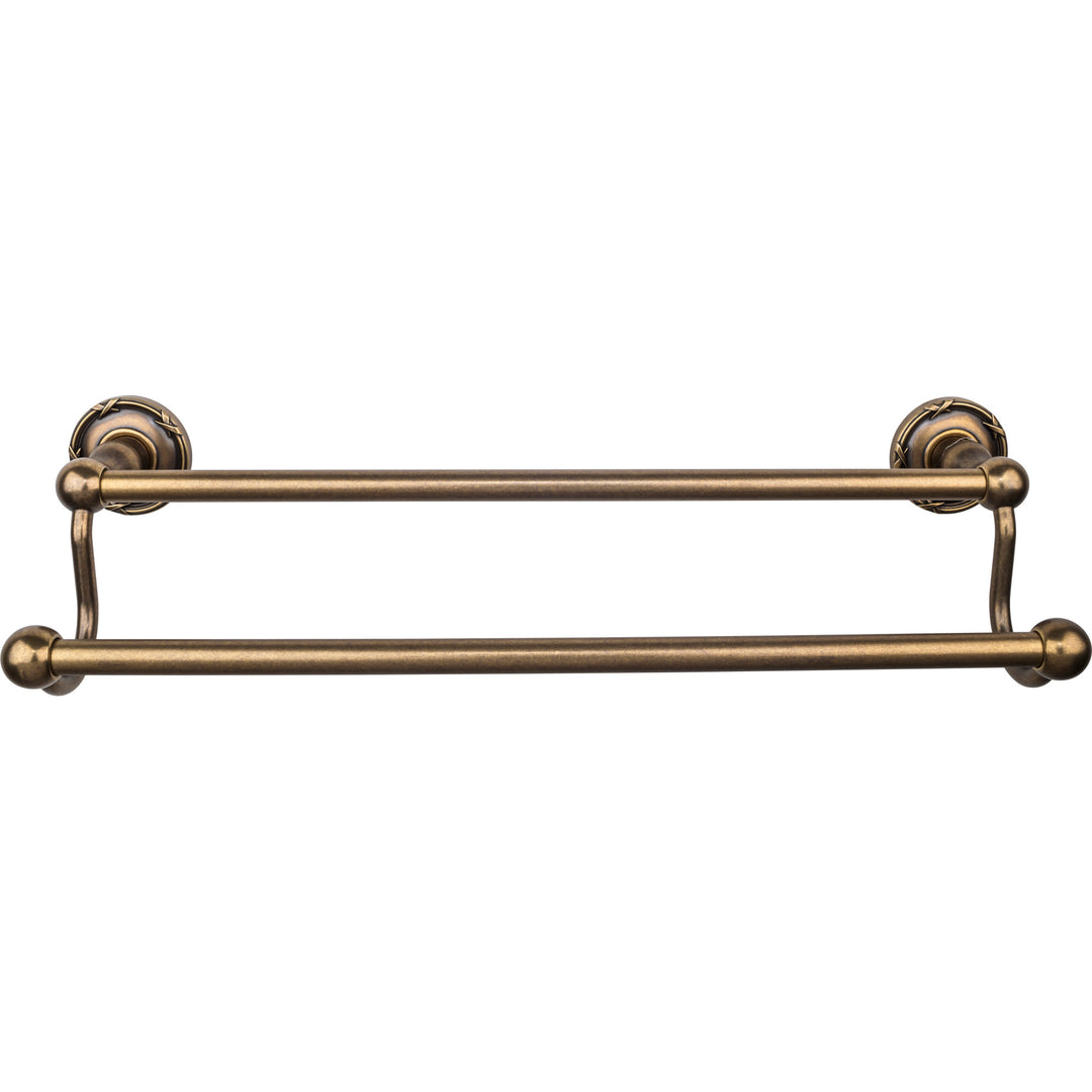 Top Knobs - Edwardian Bath Towel Bar Double - Ribbon Bplates 18" German Bronze