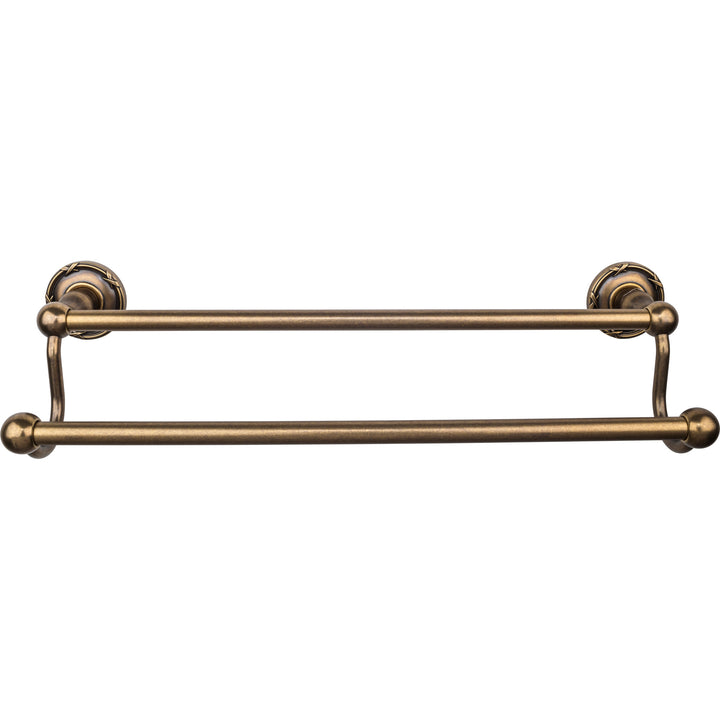 Top Knobs - Edwardian Bath Towel Bar Double - Ribbon Bplates 18" German Bronze