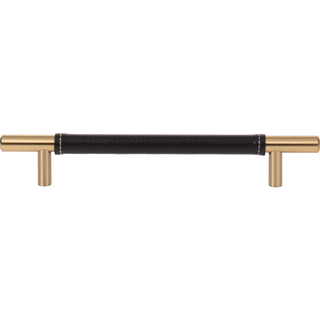 Atlas - Zanzibar Black Leather Pulls 6 5/16" Warm Brass