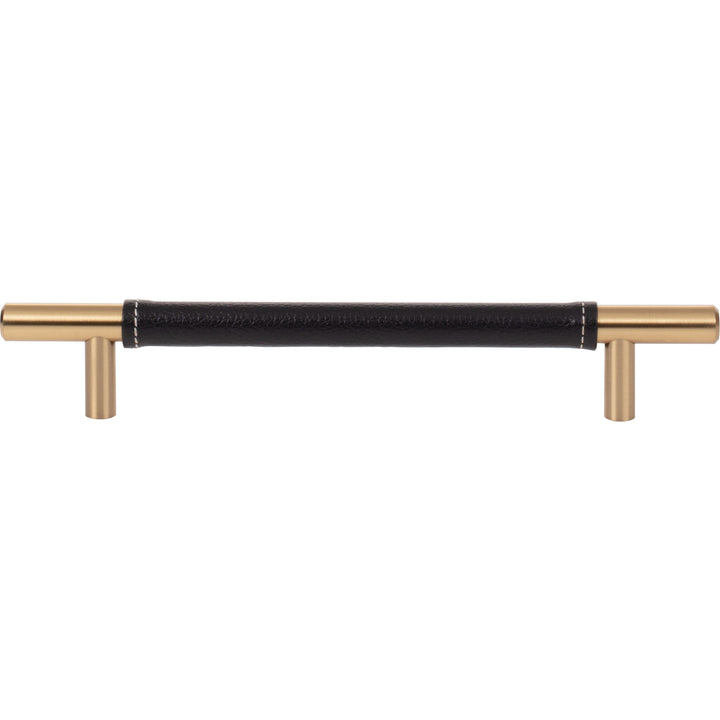 Atlas - Zanzibar Black Leather Pulls 6 5/16" Warm Brass