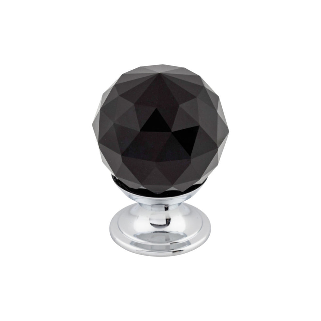 Top Knobs - Black Crystal Round Knobs 1 1/8" Polished Chrome