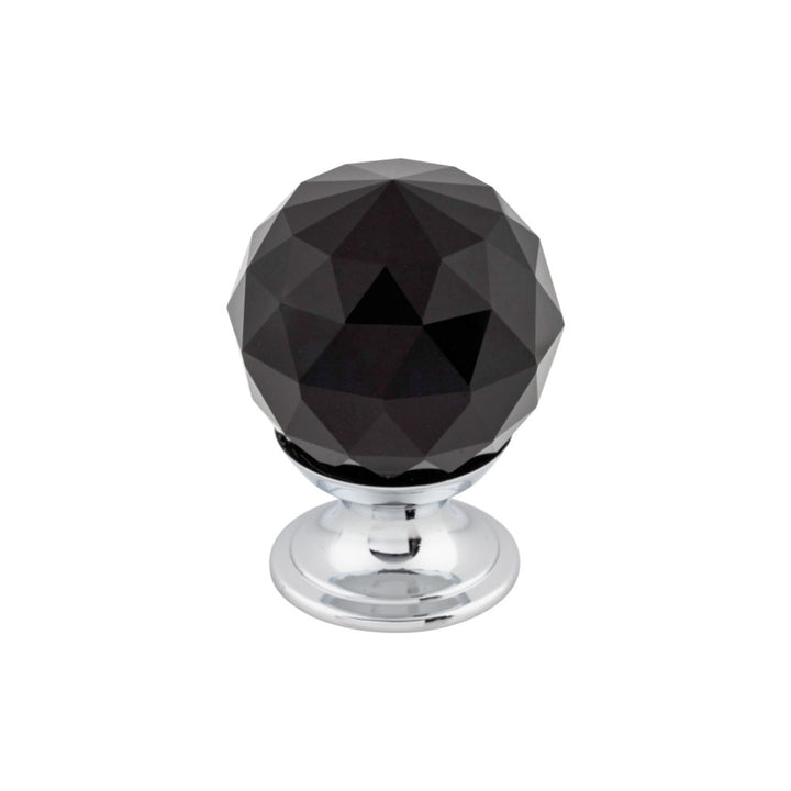 Top Knobs - Black Crystal Round Knobs 1 1/8" Polished Chrome