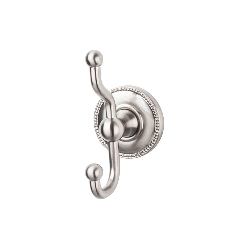Top Knobs - Edwardian Bath Double Hook Beaded Backplates Brushed Satin Nickel