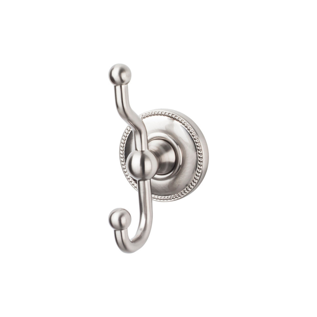 Top Knobs - Edwardian Bath Double Hook Beaded Backplates Brushed Satin Nickel