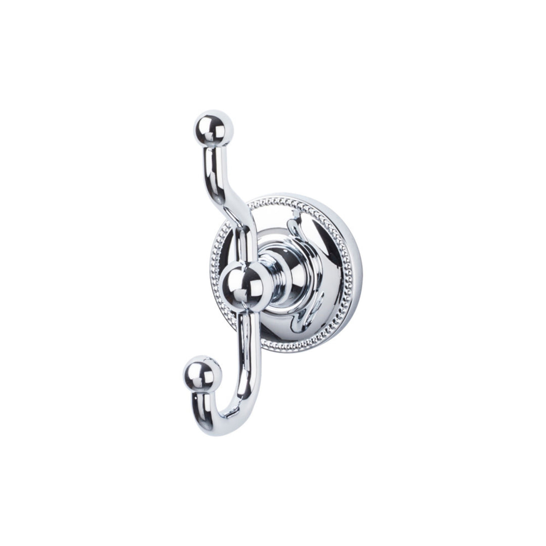 Top Knobs - Edwardian Bath Double Hook Beaded Backplates Polished Chrome