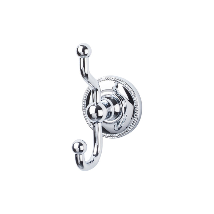 Top Knobs - Edwardian Bath Double Hook Beaded Backplates Polished Chrome