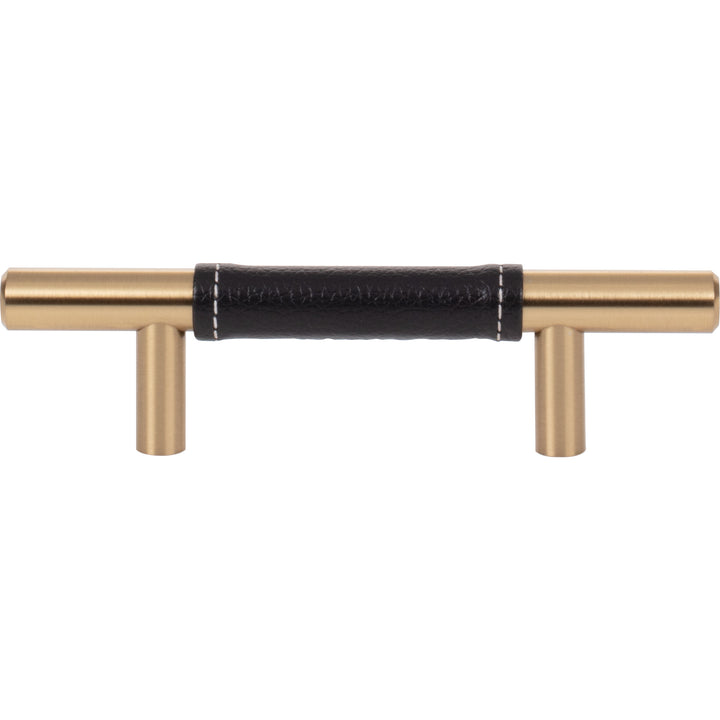 Atlas - Zanzibar Black Leather Pulls 3" Warm Brass
