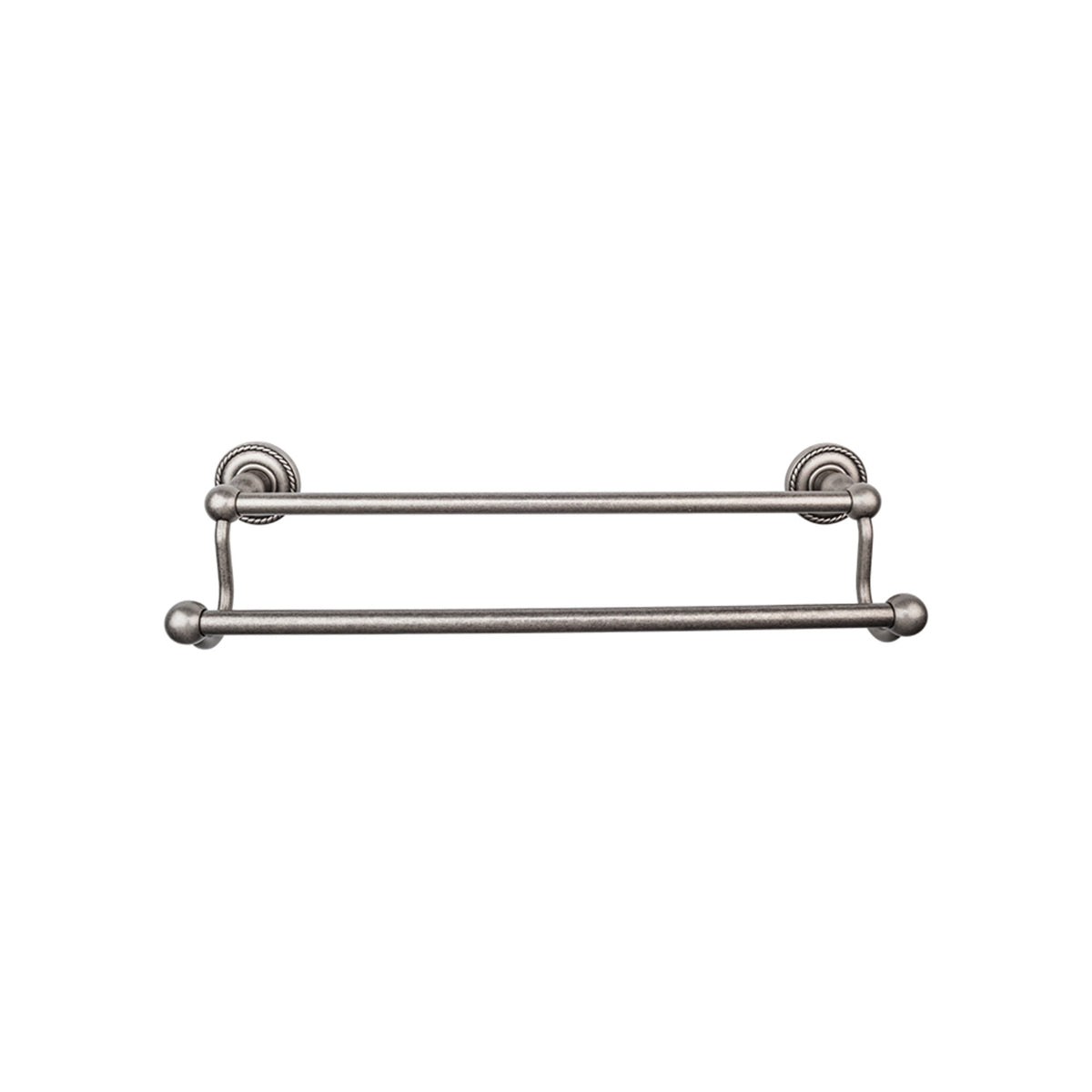 Top Knobs - Edwardian Bath Towel Bar Double - Rope Backplates 30" Antique Pewter