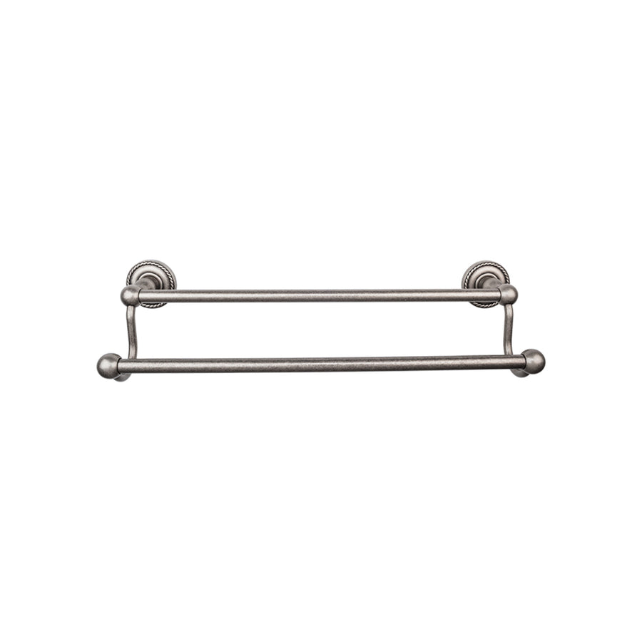 Top Knobs - Edwardian Bath Towel Bar Double - Rope Backplates 30" Antique Pewter