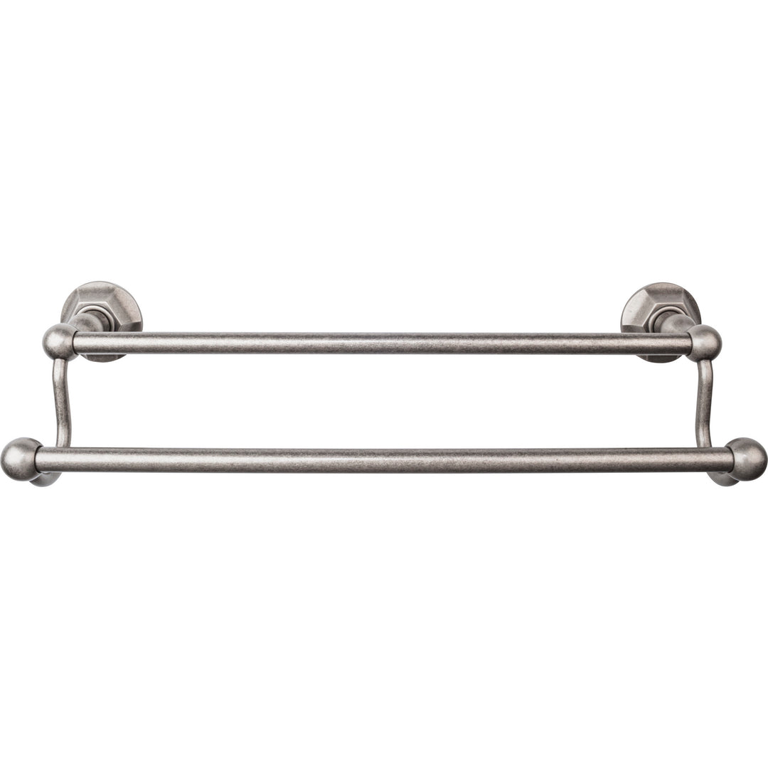 Top Knobs - Edwardian Bath Towel Bar Double - Hex Backplates 18" Antique Pewter