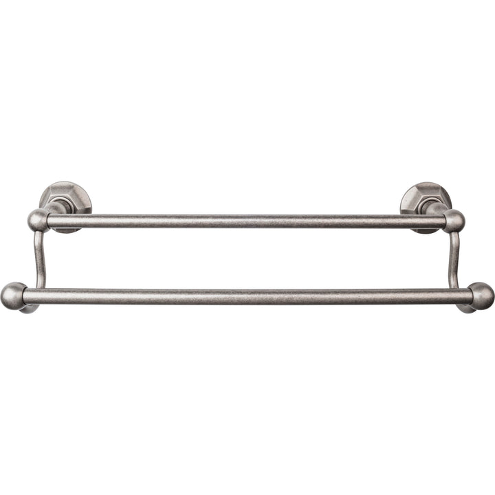 Top Knobs - Edwardian Bath Towel Bar Double - Hex Backplates 18" Antique Pewter