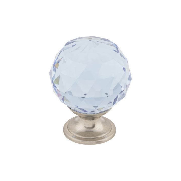 Top Knobs - Light Blue Crystal Round Knobs 1 3/8" Brushed Satin Nickel