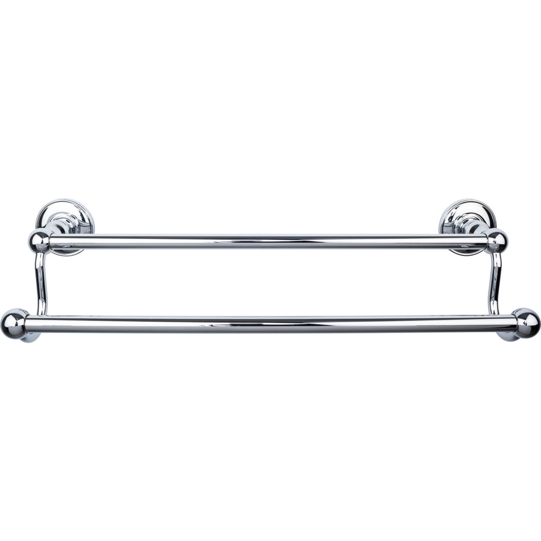 Top Knobs - Edwardian Bath Towel Bar Double - Plain Bplates 18" Polished Chrome