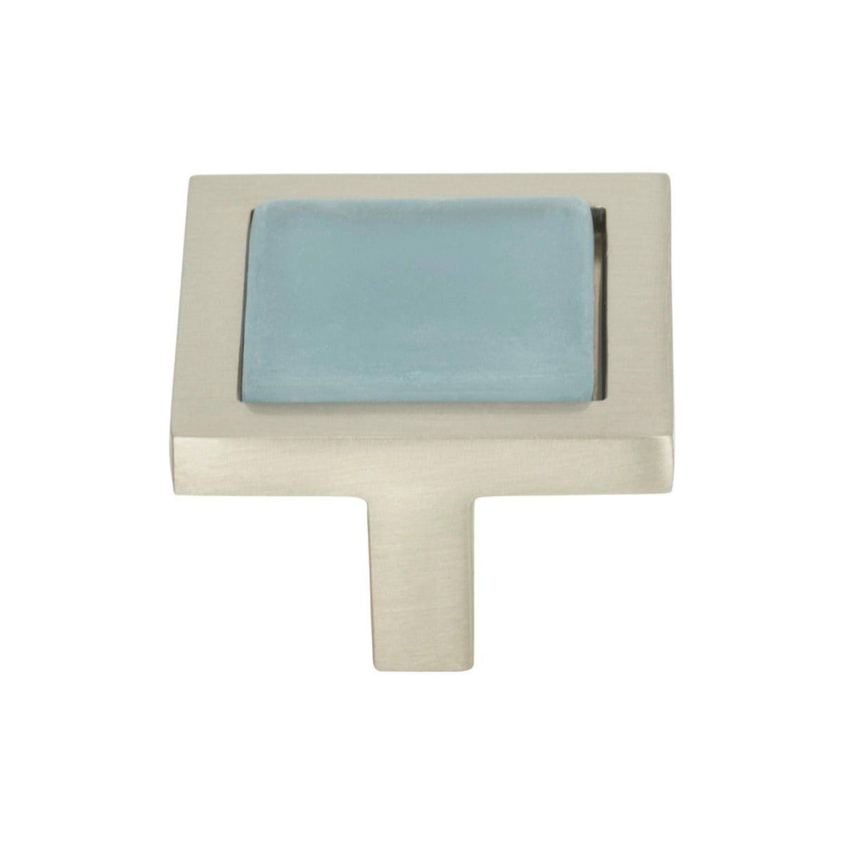 Atlas - Spa Blue Square Knobs Brushed Nickel