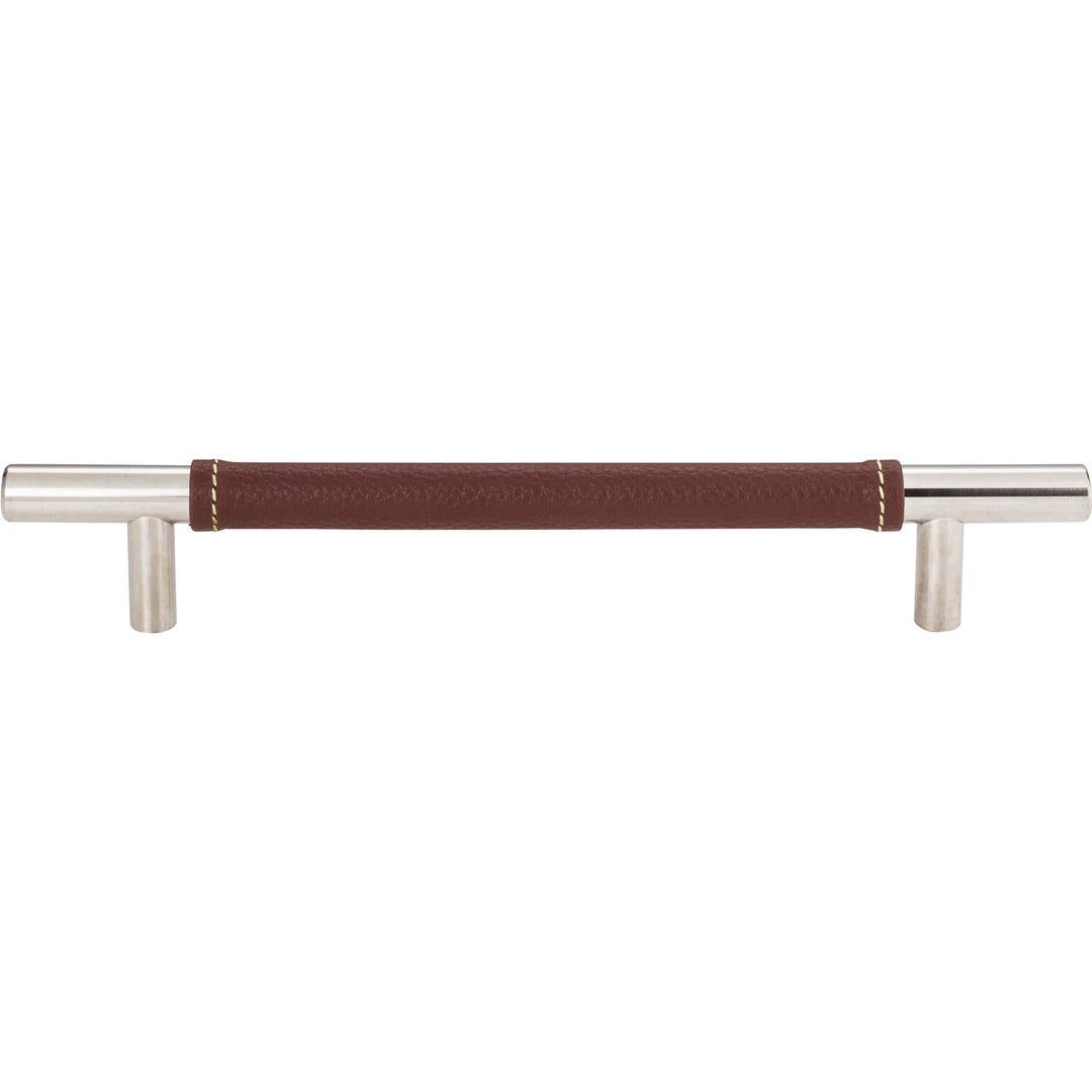 Atlas - Zanzibar Brown Leather Pulls 6 5/16" Polished Chrome