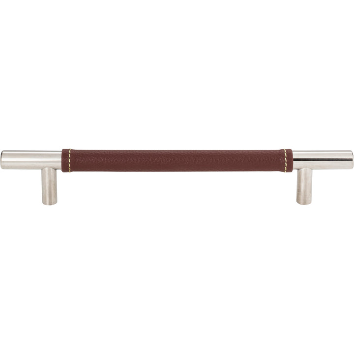 Atlas - Zanzibar Brown Leather Pulls 6 5/16" Polished Chrome