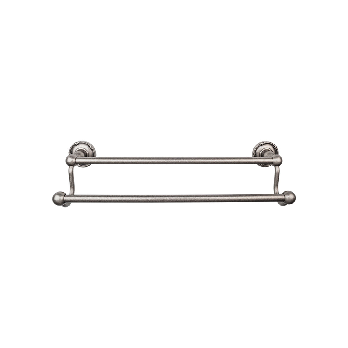 Top Knobs - Edwardian Bath Towel Bar Double - Ribbon Bplates 30" Antique Pewter