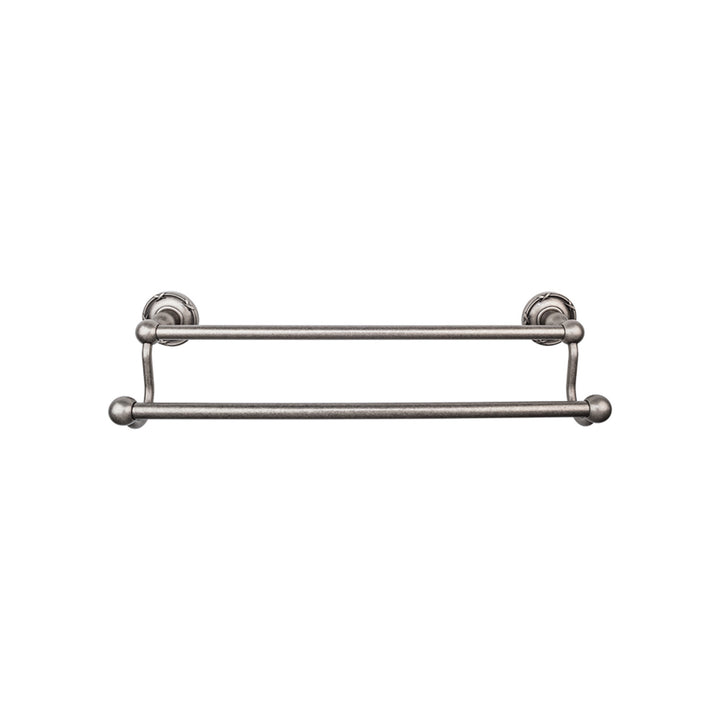 Top Knobs - Edwardian Bath Towel Bar Double - Ribbon Bplates 30" Antique Pewter