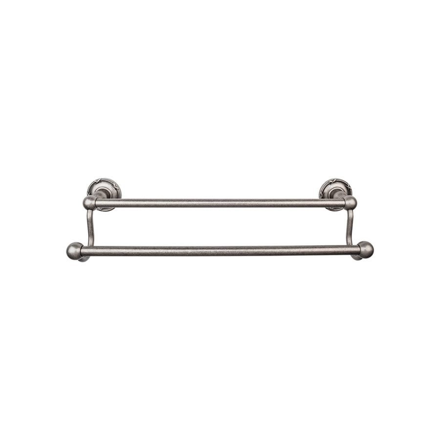 Top Knobs - Edwardian Bath Towel Bar Double - Ribbon Bplates 30" Antique Pewter