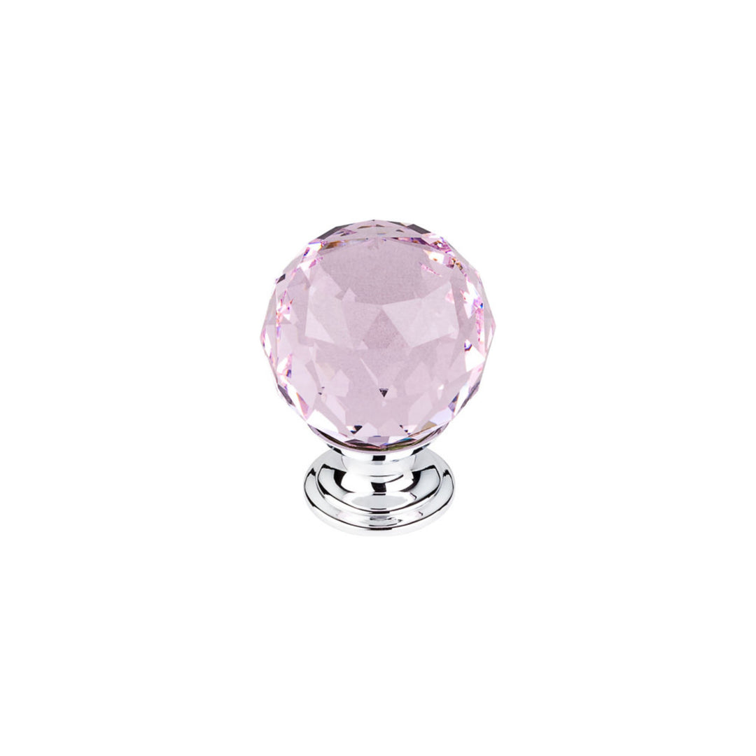 Top Knobs - Pink Crystal Round Knobs 1 3/8" Polished Chrome