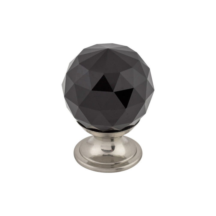 Top Knobs - Black Crystal Round Knobs 1 1/8" Brushed Satin Nickel