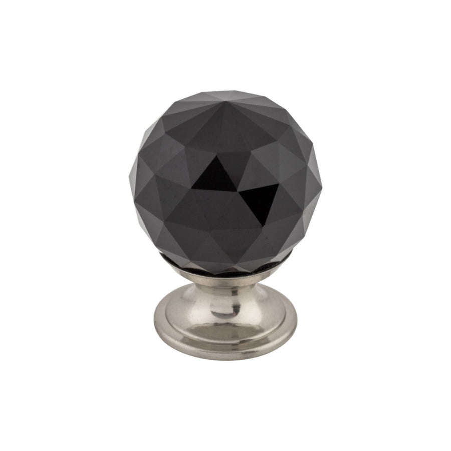 Top Knobs - Black Crystal Round Knobs 1 1/8" Brushed Satin Nickel