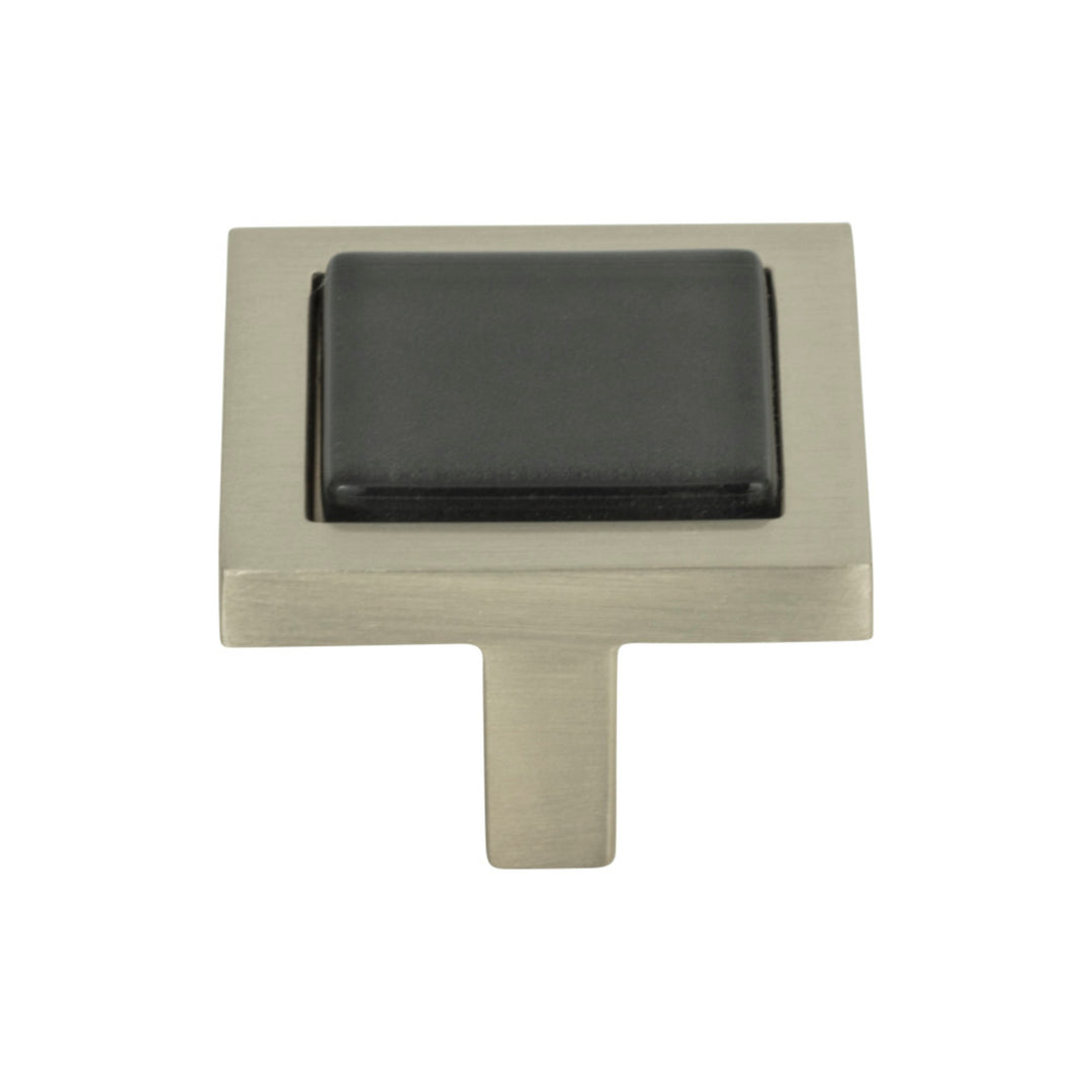 Atlas - Spa Black Square Knobs Brushed Nickel