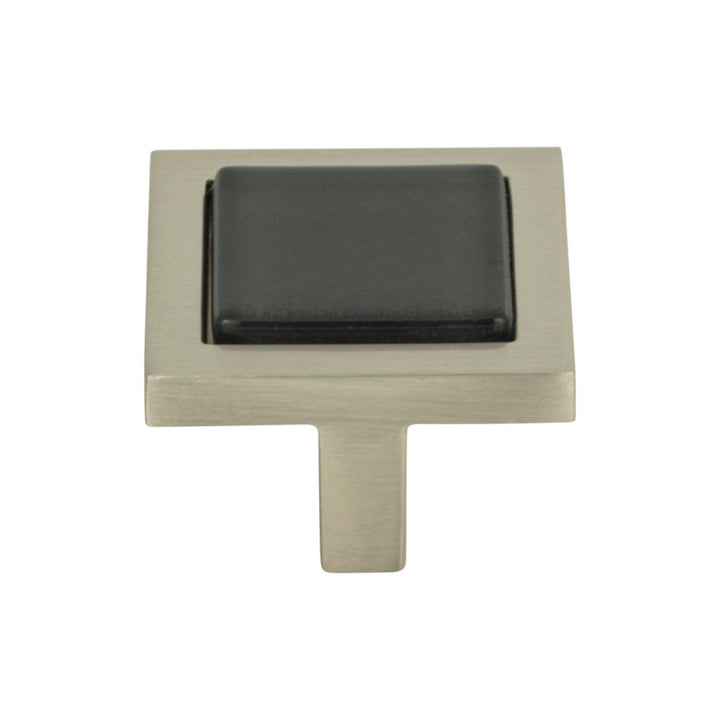 Atlas - Spa Black Square Knobs Brushed Nickel